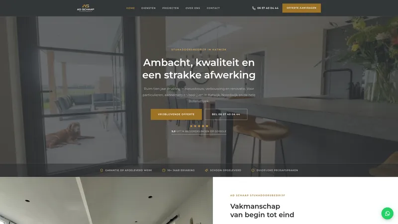Website van Ad Schaap Stukadoorsbedrijf