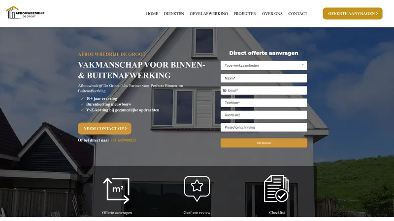 Website van Afbouwbedrijf c de groot