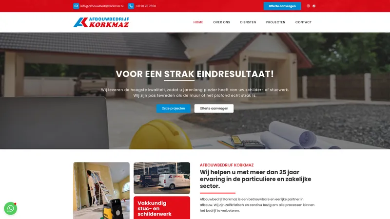 Website van Afbouwbedrijf Korkmaz
