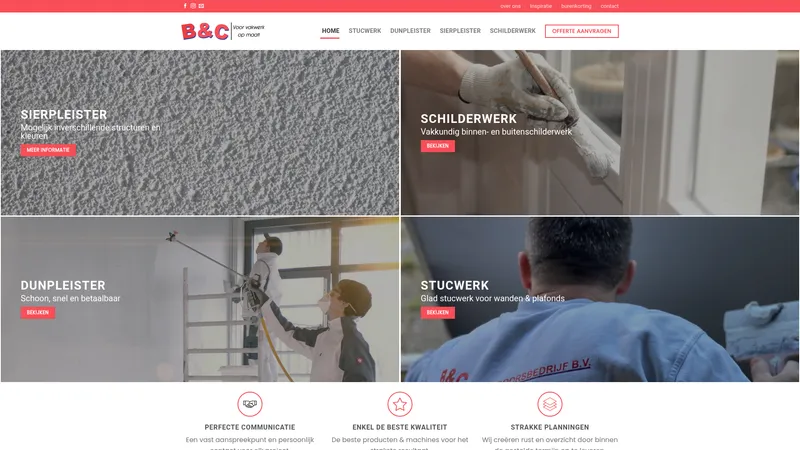 Website van B&C Stukadoorsbedrijf B.V.
