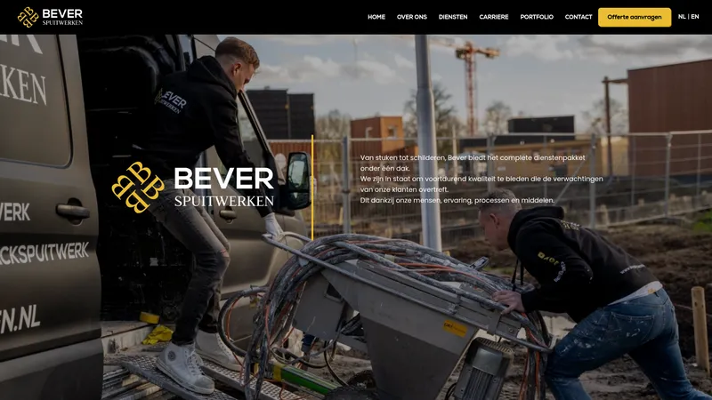 Website van Bever Spuitwerken - Nieuwbouw & Renovatie | Stukadoors, Schilders, Spack en Latexspuiters