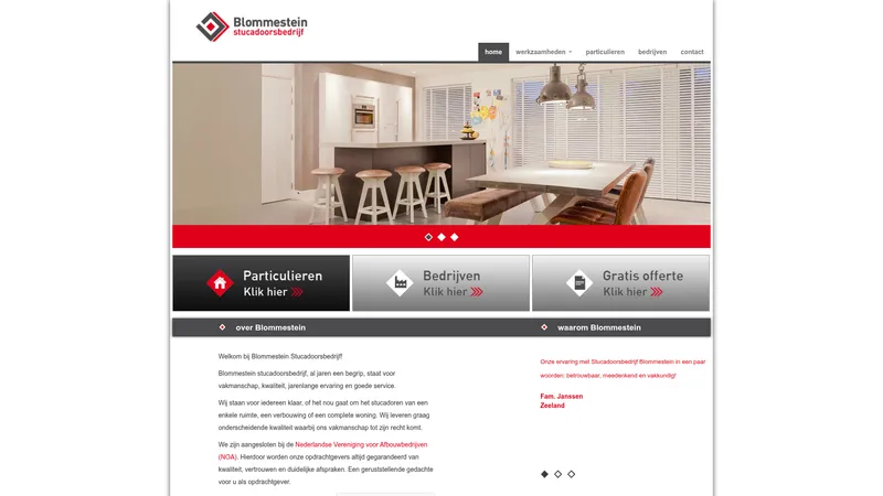 Website van Blommestein Stucadoorsbedrijf