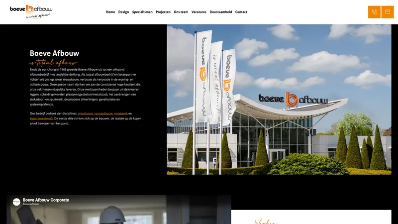 Website van Boeve Afbouw BV