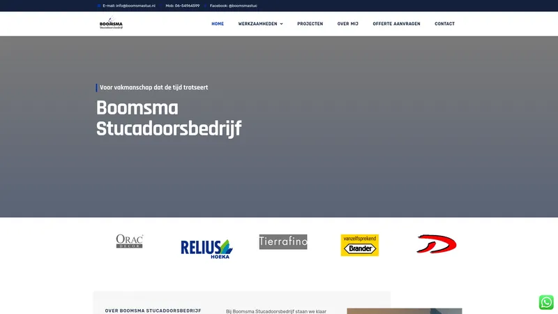 Website van Boomsma Stucadoorsbedrijf