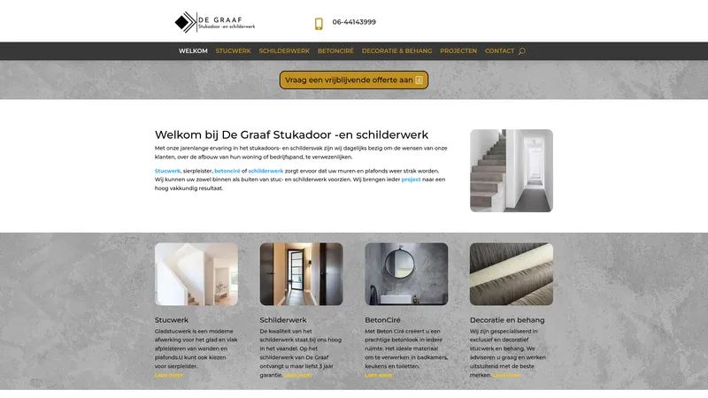 Website van De Graaf Stukadoor- en schilderwerk