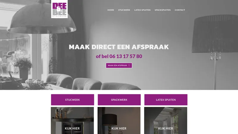 Website van DEE&BEE Stucwerk
