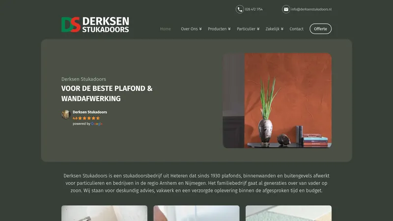 Website van Derksen Stukadoors