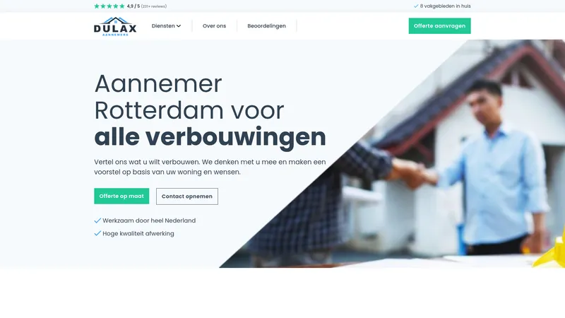 Website van Dulax Stucadoors & Tegelszetters Rotterdam