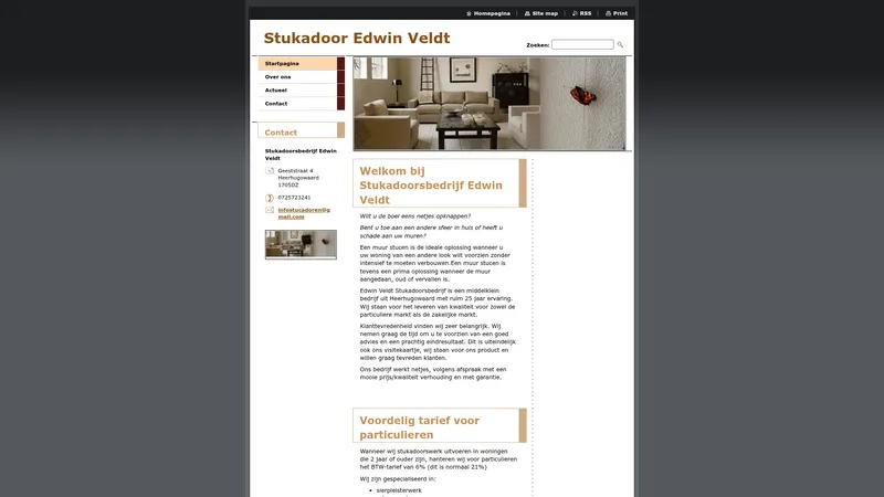 Website van Edwin Veldt Stukadoorsbedrijf