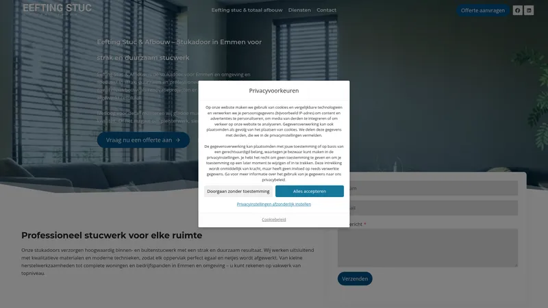 Website van EEFTING stuc & totaal afbouw