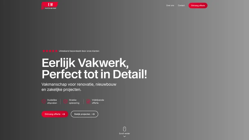 Website van EM Plaster & Paint