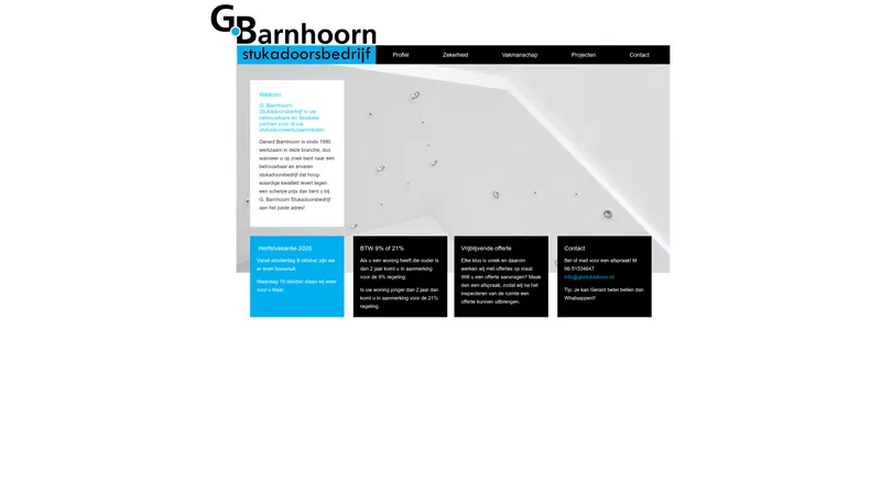 Website van G. Barnhoorn Stukadoorsbedrijf