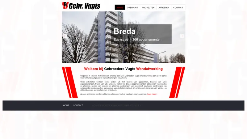 Website van Gebr. Vugts Wandafwerking