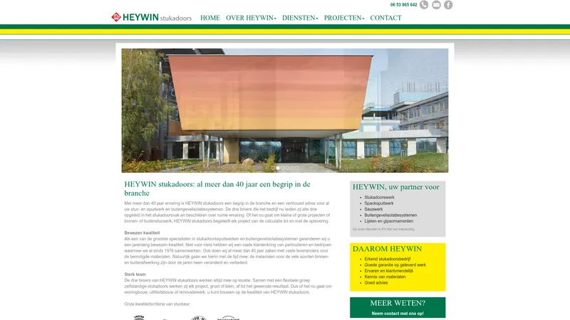 Website van Heywin Stukadoorsbedrijf B.V.