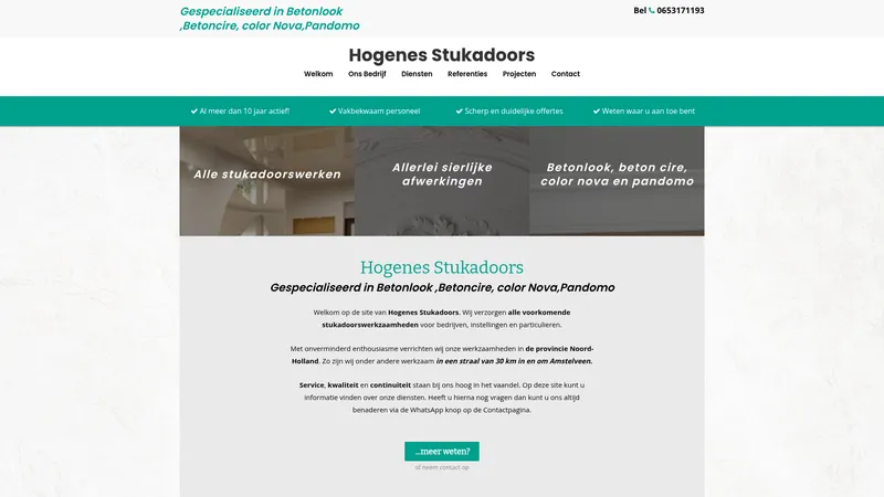 Website van Hogenes Stucadoorsbedrijf