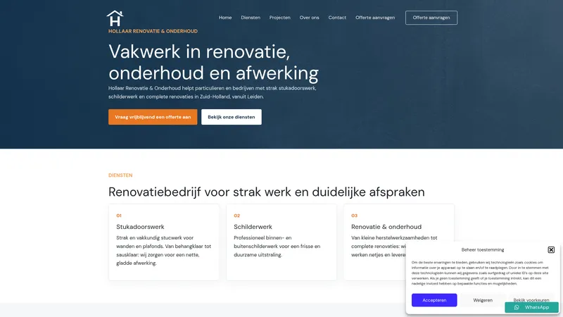 Website van Hollaar Renovatie & Onderhoud