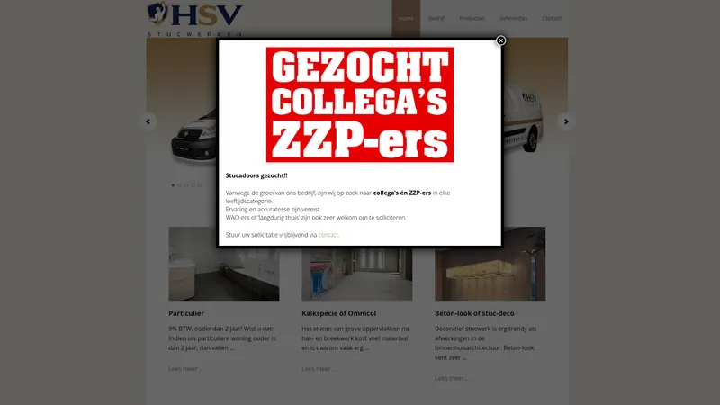 Website van HSV Stucwerken