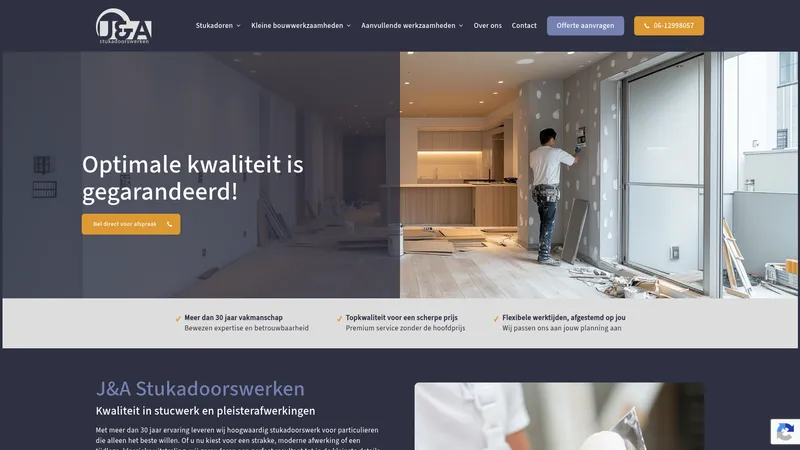 Website van J&A Stukadoorswerken