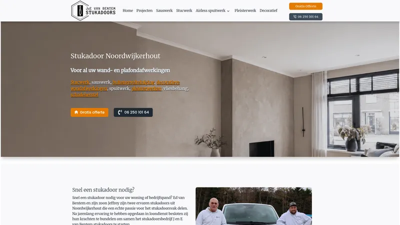 Website van J en E van Bentem stukadoors Noordwijkerhout