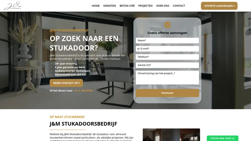 Website van J&M Stukadoorsbedrijf