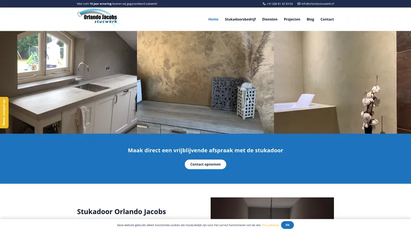 Website van Jacobs Stukadoorsbedrijf Orlando