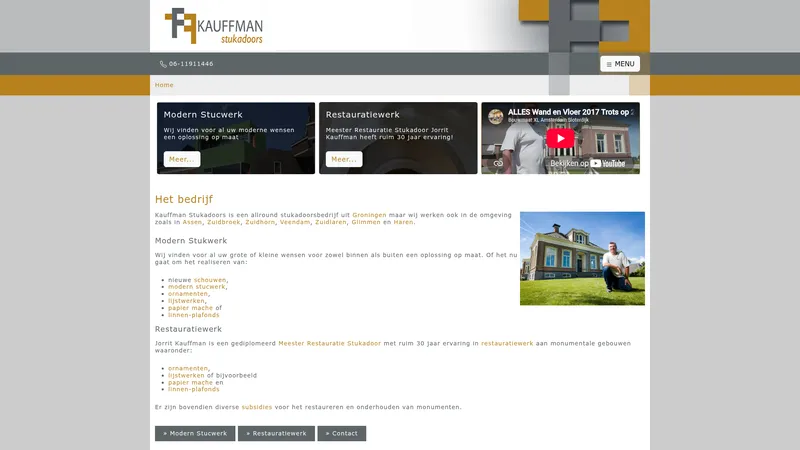 Website van Kauffman Stukadoors