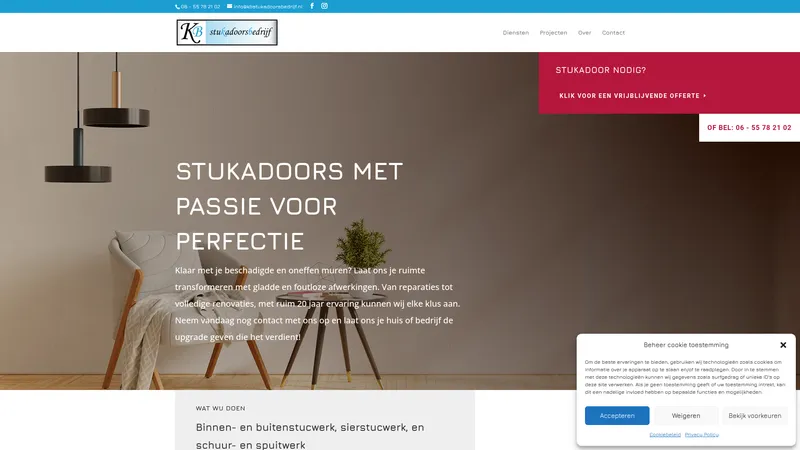 Website van kb stukadoorsbedrijf