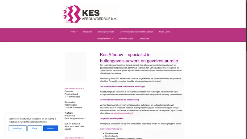Website van Kes Afbouwbedrijf BV