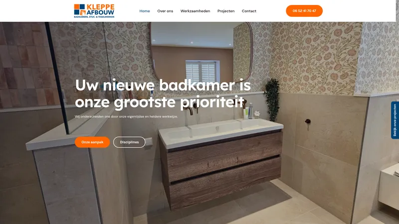 Website van Kleppe Afbouw