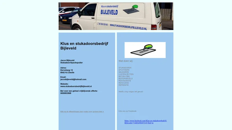 Website van Klus en stukadoorsbedrijf Bijleveld
