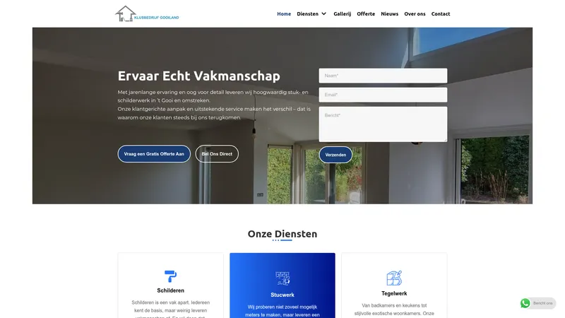 Website van Klusbedrijf Gooiland Stukadoors- en Schilderswerk