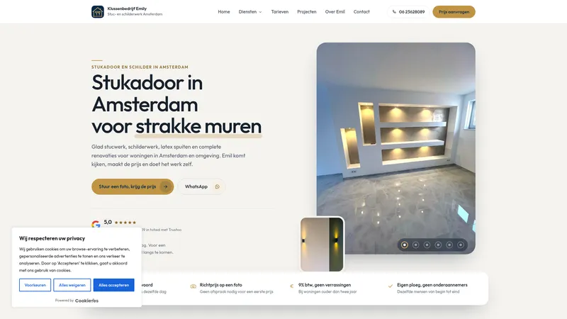 Website van Klussenbedrijf Emily