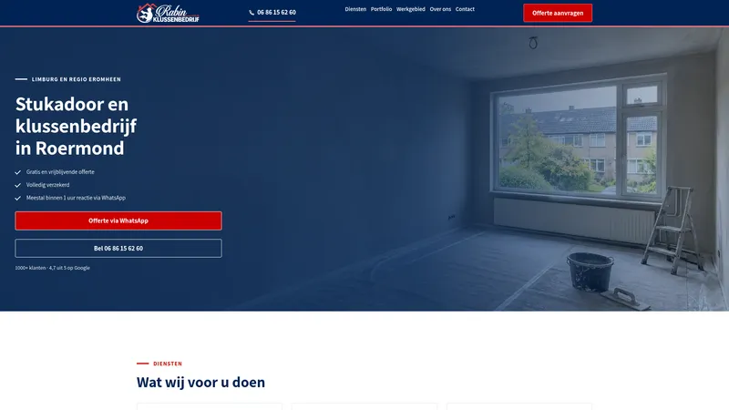 Website van Klussenbedrijf Rabin