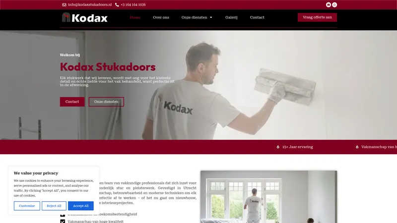 Website van Kodax Stukadoors