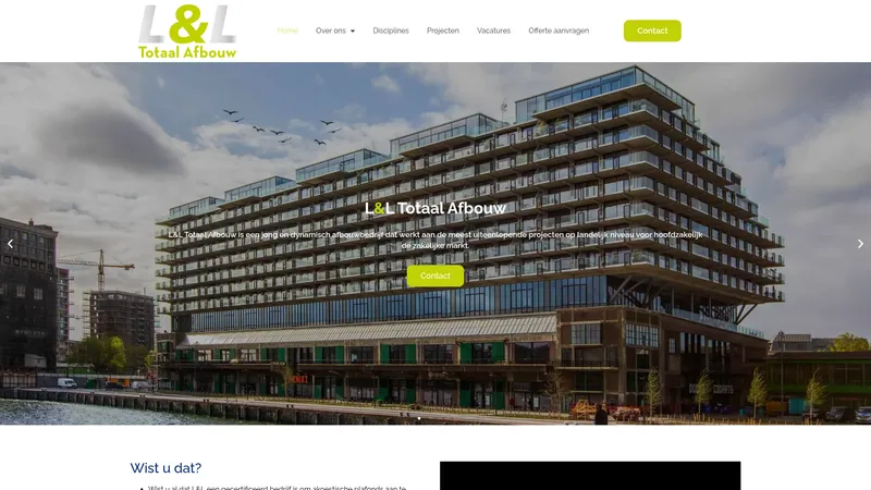 Website van L&L Totaal Afbouw