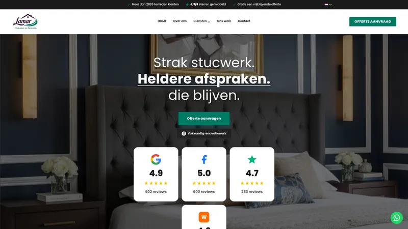 Website van Lamar Stukadoor en Renovatie