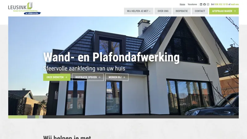 Website van Leusink Wand- en Plafondafwerking en Schilderwerken