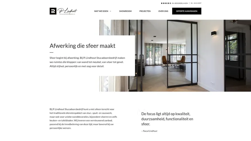 Website van Lindhout Stucadoorsbedrijf P