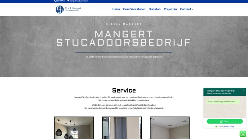Website van M.K.P. Mangert Stucadoorsbedrijf