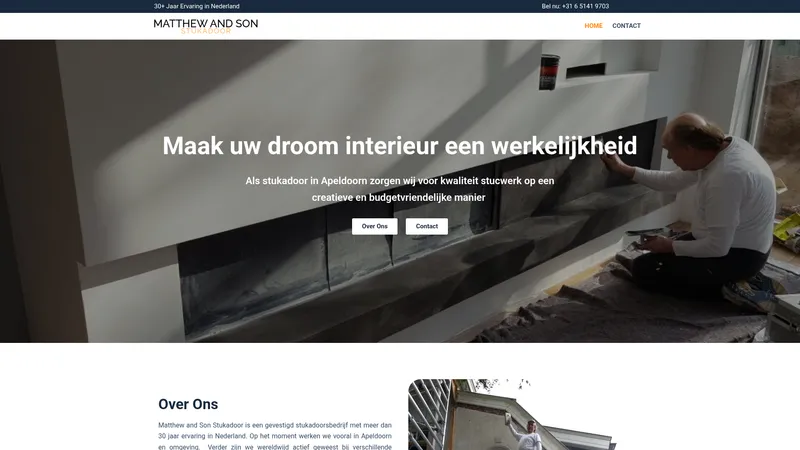 Website van Matthew and Son Stukadoor