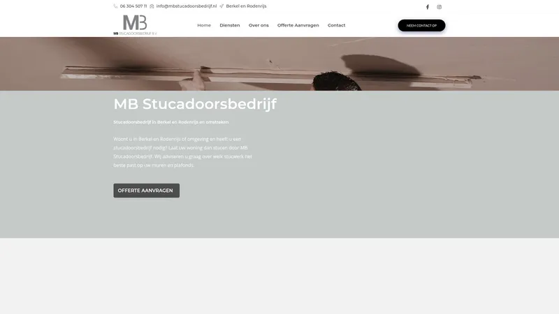 Website van MB Stucadoorsbedrijf