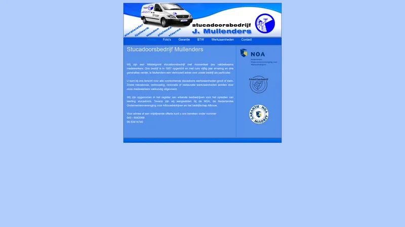 Website van Mullenders Stukadoorsbedrijf