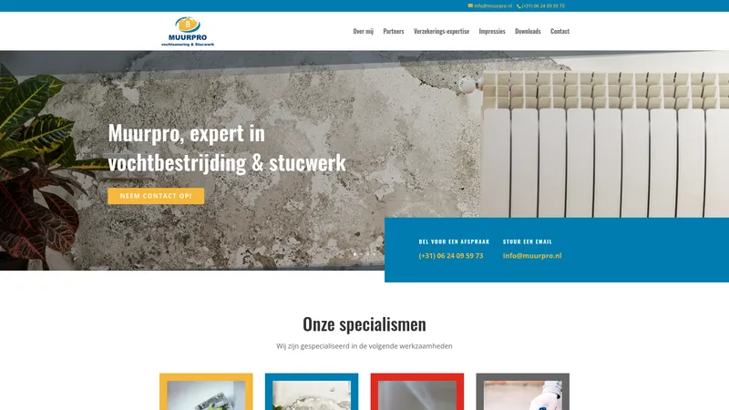 Website van MUURPRO Stukadoorsbedrijf & Vochtbestrijding
