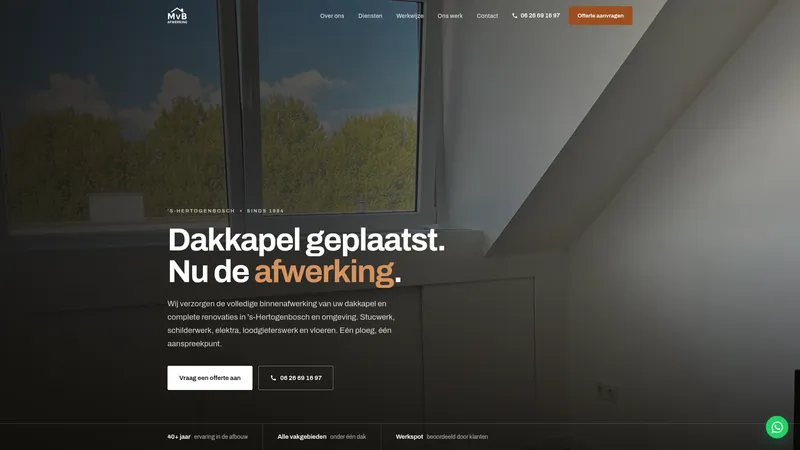 Website van MvB Afwerking & Stukadoorsbedrijf
