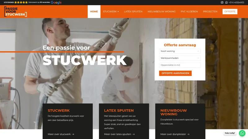 Website van Passie voor Stucwerk B.V. -Stucadoorsbedrijf Veldhoven Eindhoven