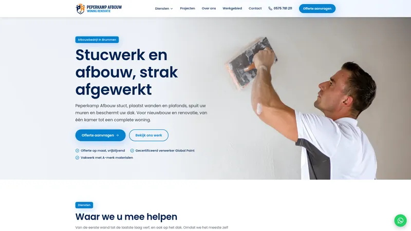 Website van Peperkamp Afbouw