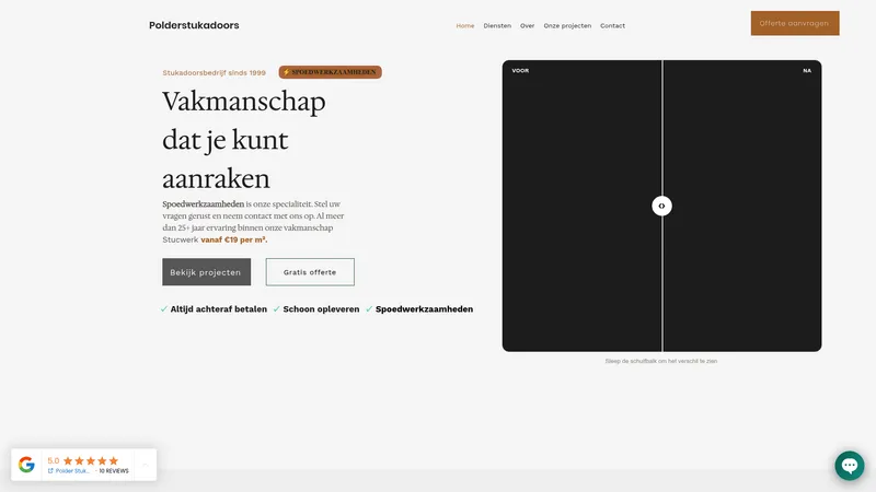 Website van Polder Stukadoors