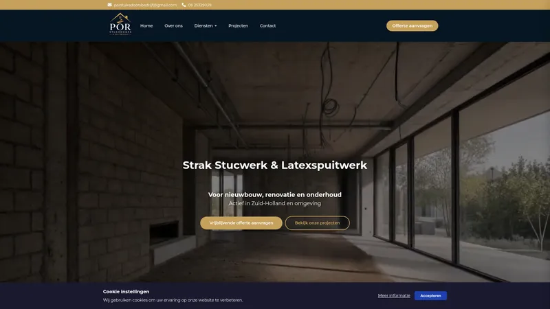 Website van Por Stukadoors & Spuitbedrijf