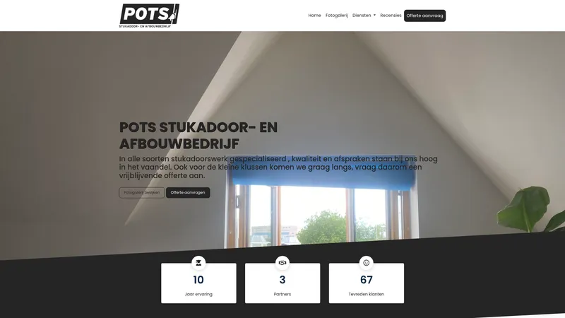 Website van Pots stukadoor- en afbouwbedrijf
