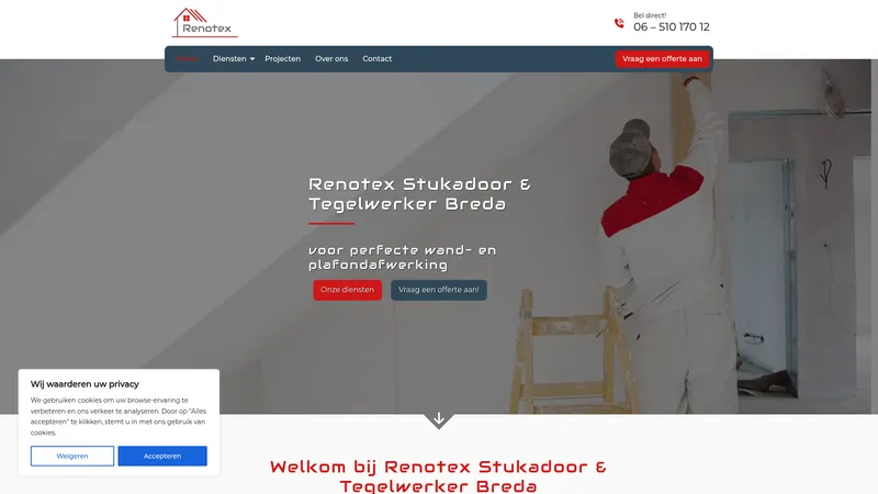 Website van Renotex Stukadoorsbedrijf Breda